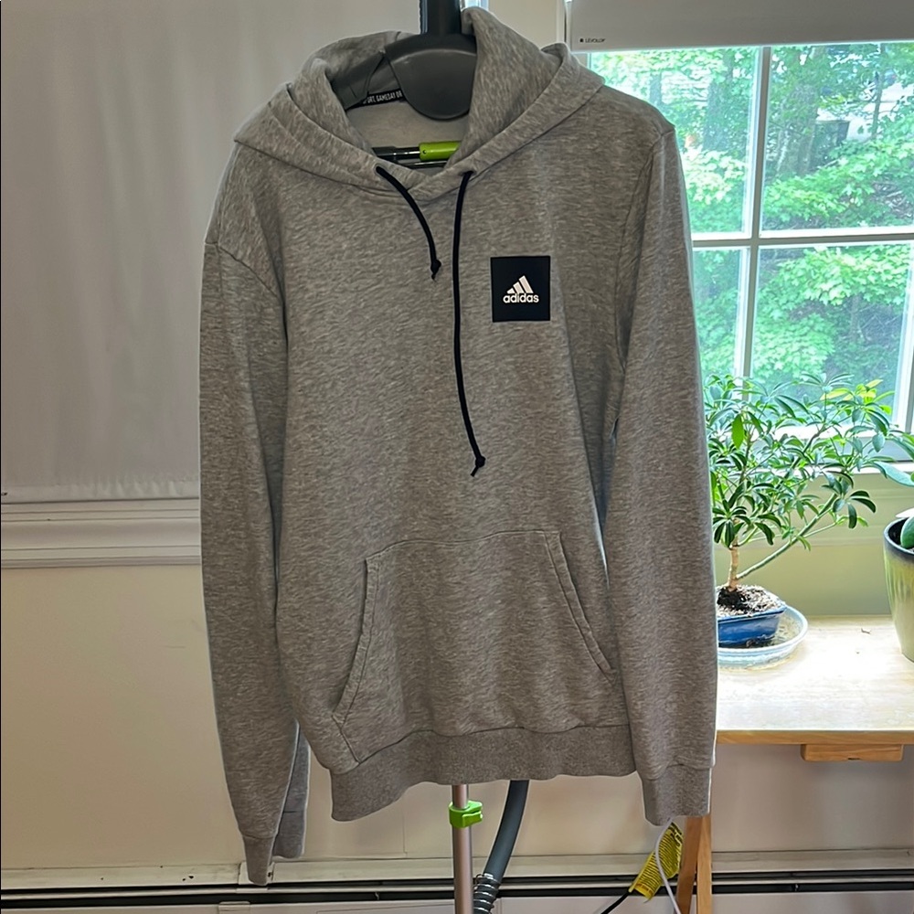 Adidas Heather Gray Hoodie with Logo